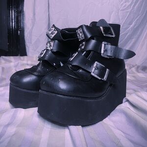 Gothic ankle-high platform heels